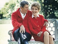 Ronald & Nancy Reagan on a bench